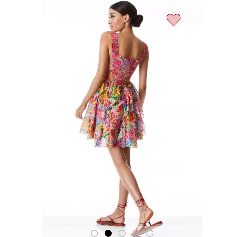 NWT Alice + Olivia Jocelyn Smocked Mini Dress Size 12 - Picture 6 of 16